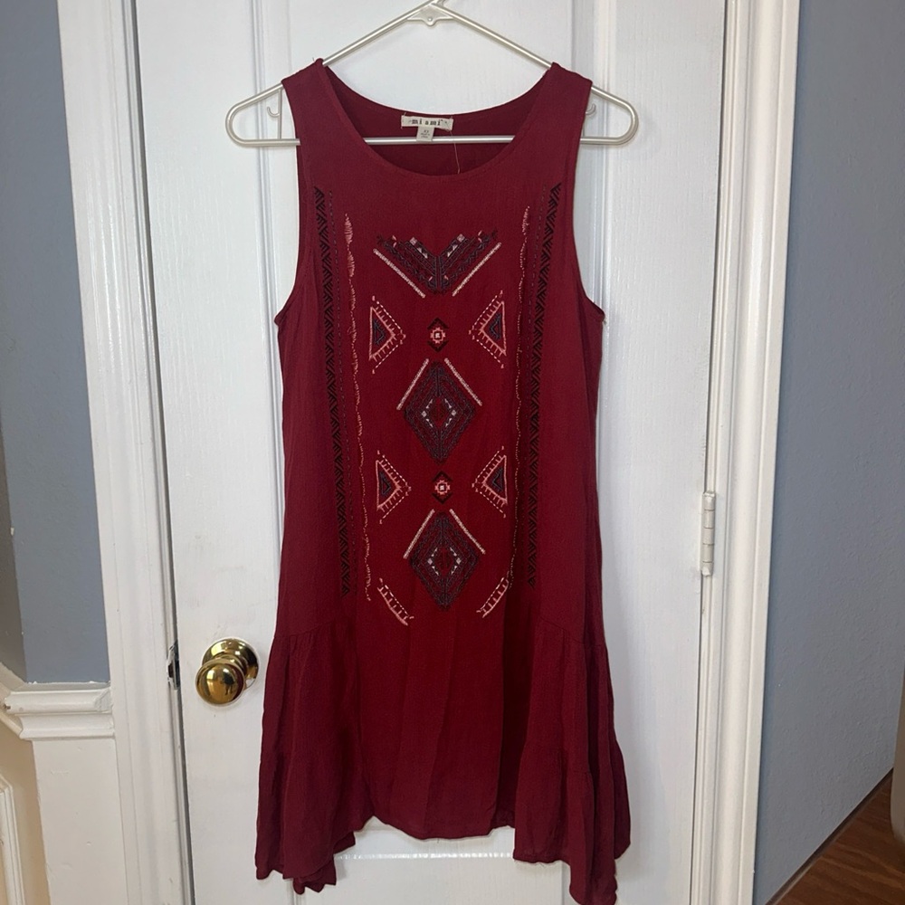 Mi ami‎ Red Sleeveless Lose Fit Short boho Dress Xs